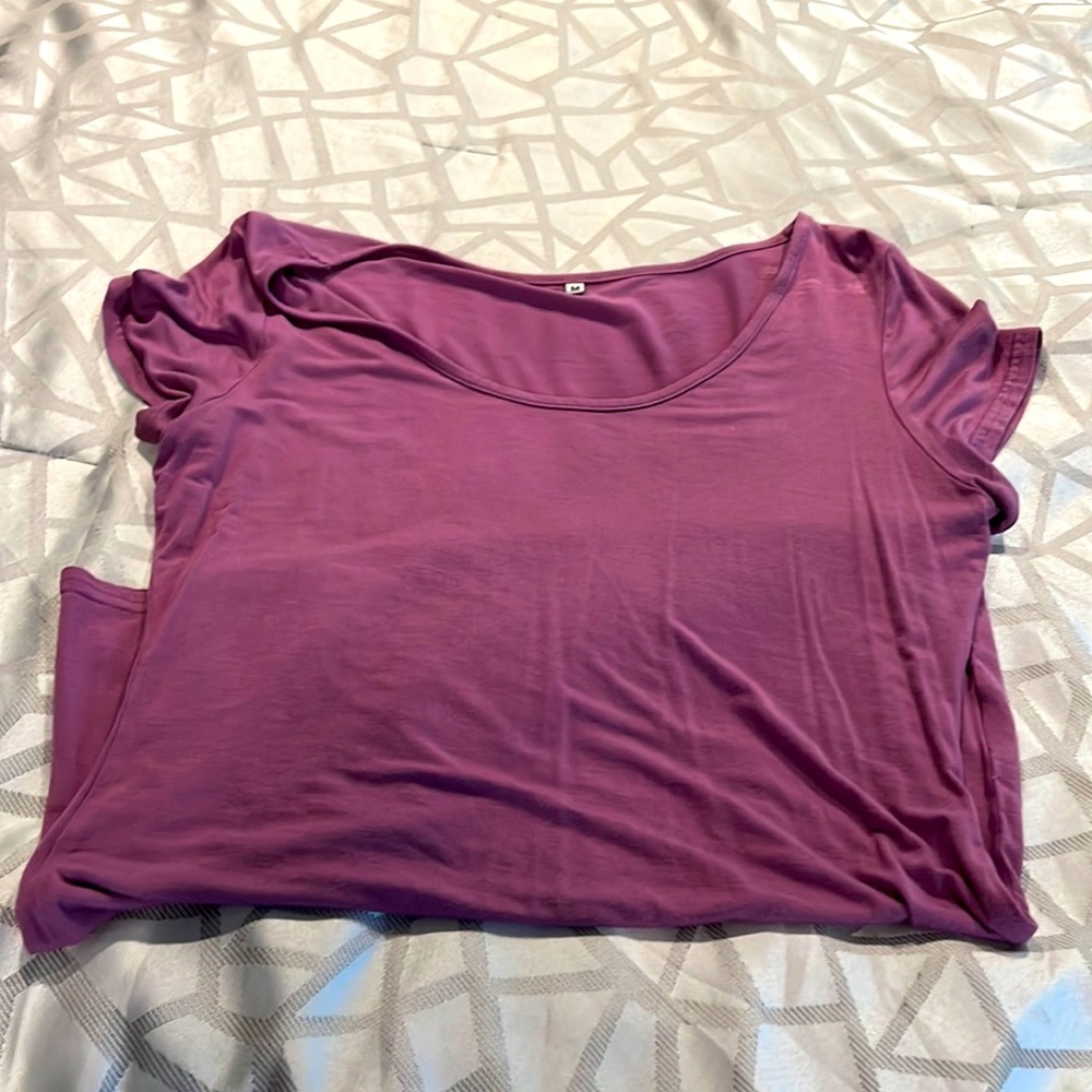 Dusty purple fitted boat neck tee